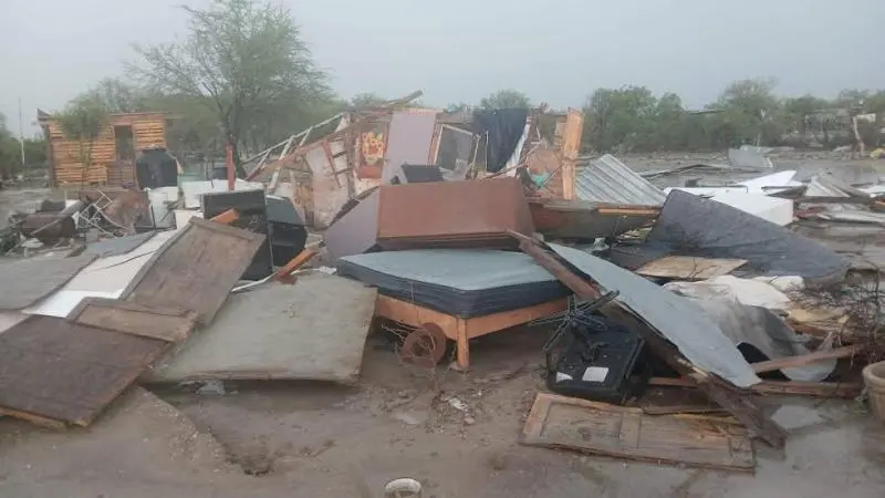 Afectación de viviendas tras tornado en ejido Jiménez, Coahuila