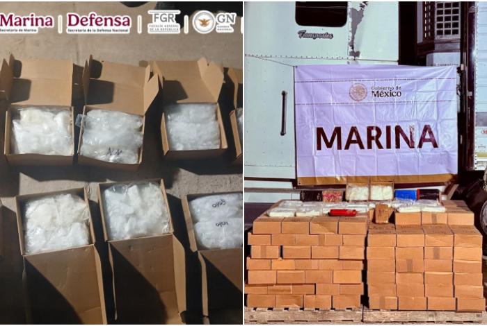Agentes federales aseguran media tonelada de metanfetamina en puerto de Mazatlán