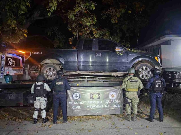 Agentes federales y estatales aseguran fusiles, explosivos y vehículos en Buenavista: SSP