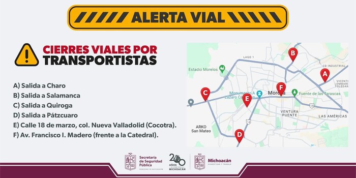 #AlertaVial | Por paro de la Comit se alerta sobre cierres de vialidades.