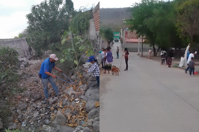 Ante contagios de dengue, habitantes de la localidad de Guándaro se unen en jornada de limpieza