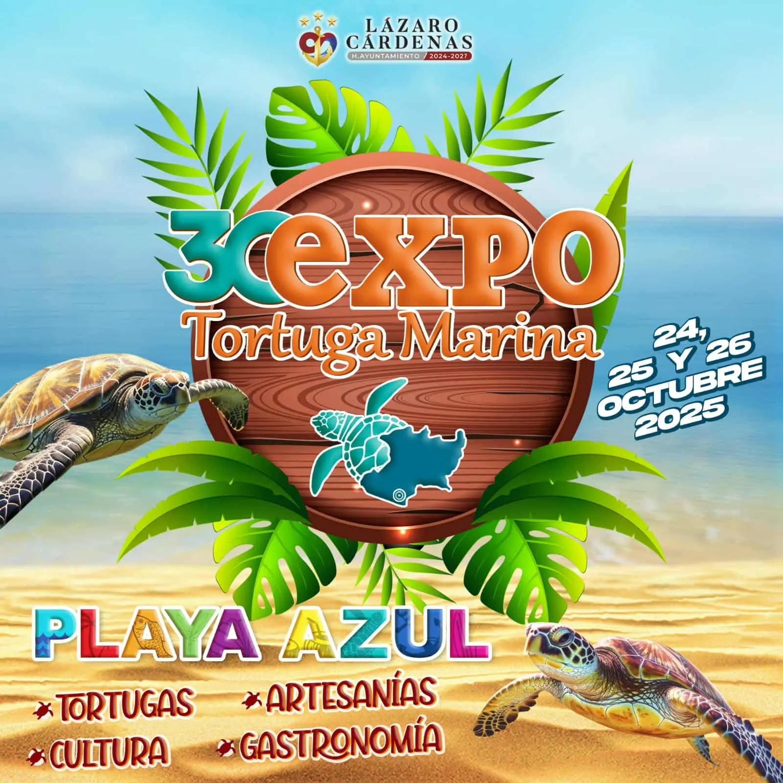 Anuncian la 30ª Expo Tortuga Marina en Playa Azul