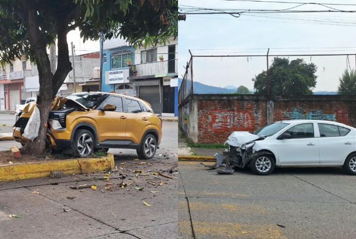 Aparatoso choque vehicular en la colonia El Colorín de Uruapan