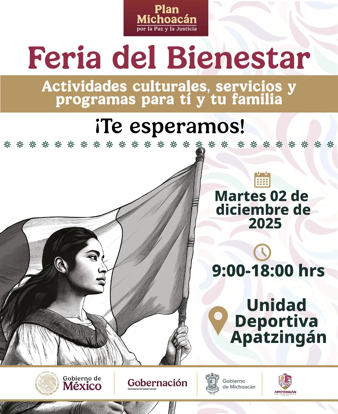 Apatzingán será sede de la Feria del Bienestar: cultura, servicios y programas para todas las familias.