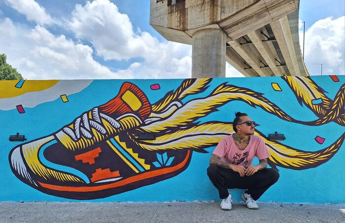 Arte urbano de Michoacán en bajopuente de distribuidor Paso Morelos