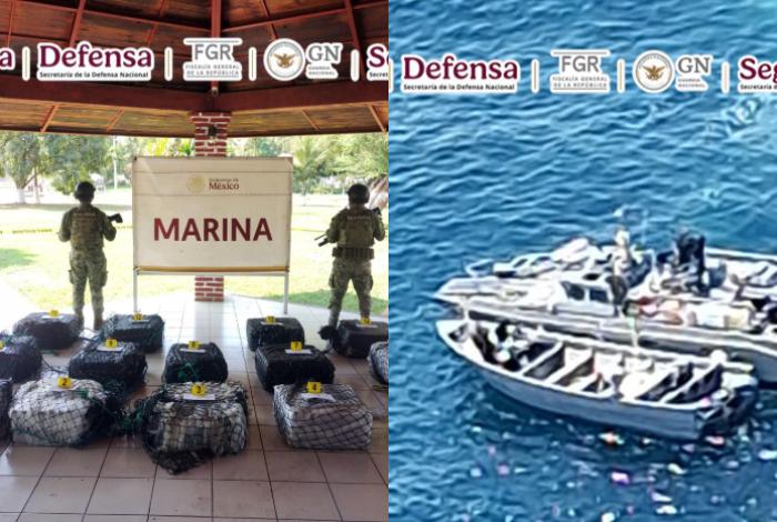 Aseguran en costas de Lázaro Cárdenas una embarcación con 650 kilos de cocaína; detienen a seis