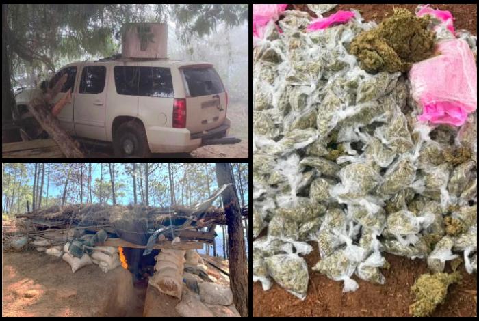 Aseguran explosivos, narcocampamentos y auto blindado en Chinicuila y Aquila