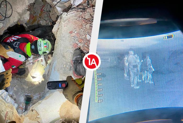 Bomberos de Zitácuaro trabajan en el rescate de una mujer en Venezuela