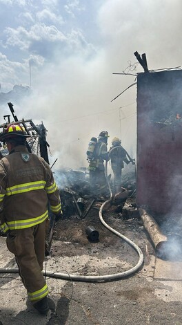 Bomberos estatales rescatan 3 caninos de un incendio de casa en Morelia