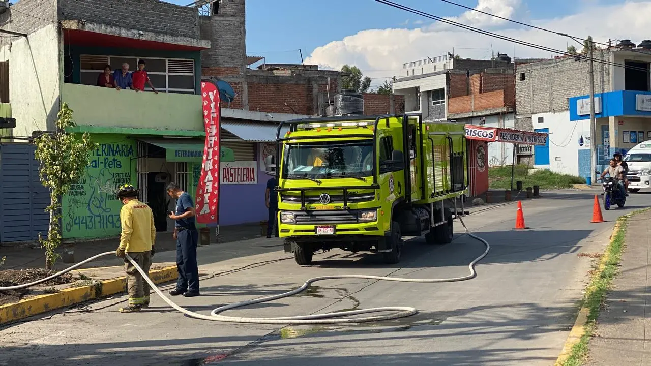 Bomberos Morelia sofocan incendio de palmera en la colonia Ignacio López Rayón