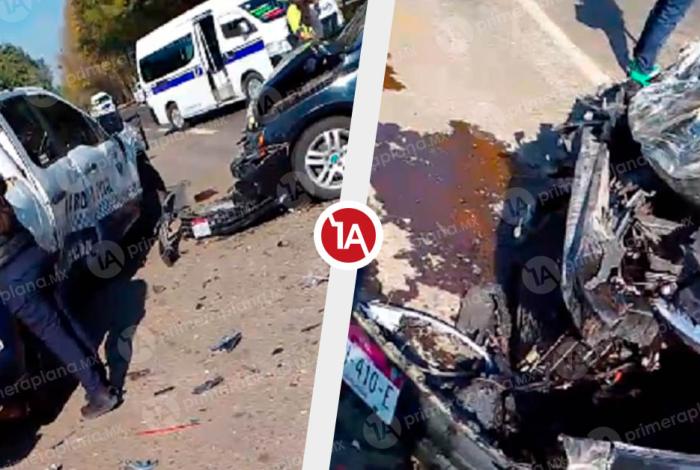 Ch0que entre patrulla y dos vehículos deja tres policías lesi0nados, en Pátzcuaro