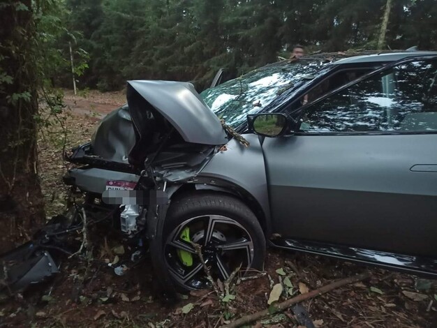 Chocan de frente contra un árbol; hay cuatro lesionados