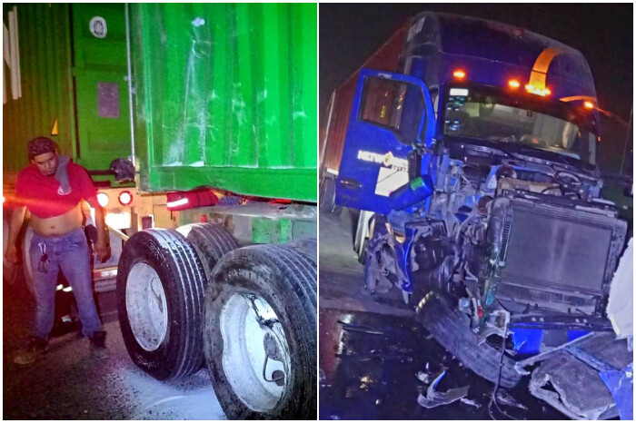 Chocan dos tráileres en la Autopista Siglo XXI en los límites de Michoacán y Guerrero