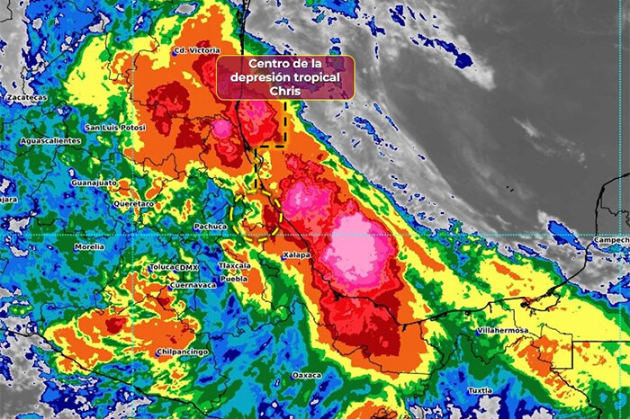 Chris se degrada a depresión tropical; se localiza en tierra sobre Veracruz