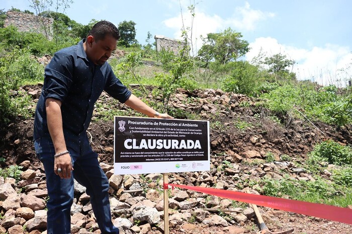 Clausura Proam obras en zona protegida “Cerritos del Quinceo” en Morelia