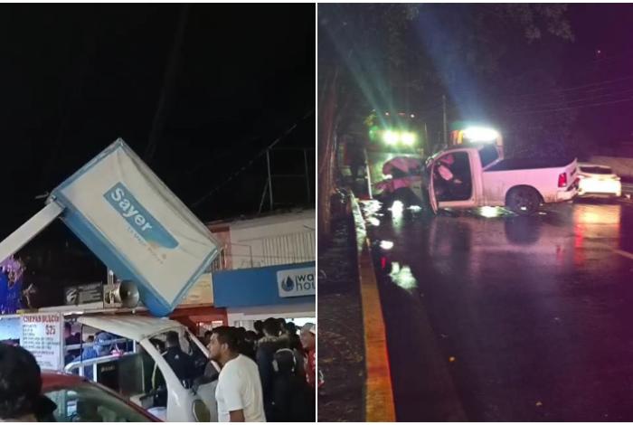 Colapsa letrero sobre vehículos en avenida Michoacán y se registra choque en el Libramiento Sur de Morelia