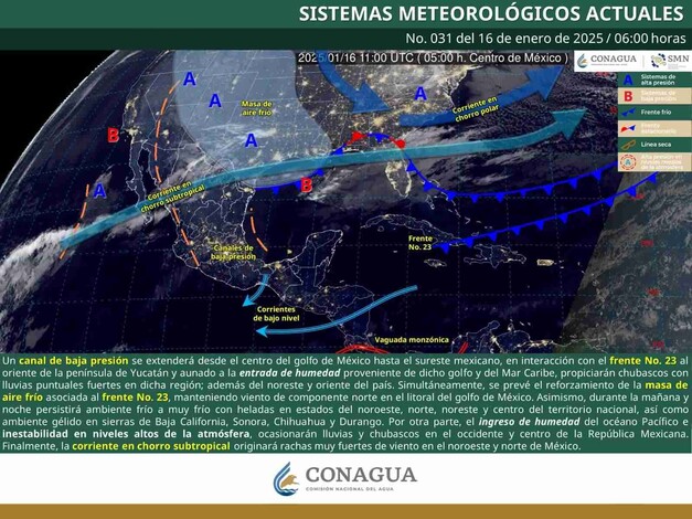 Con el Frente Frío No. 23, continuarán lluvias en regiones de Michoacán