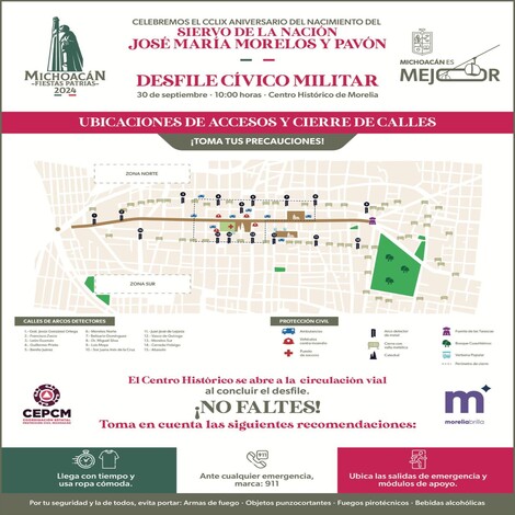 Conoce los accesos y cierres viales por el desfile del 30 de septiembre en Morelia