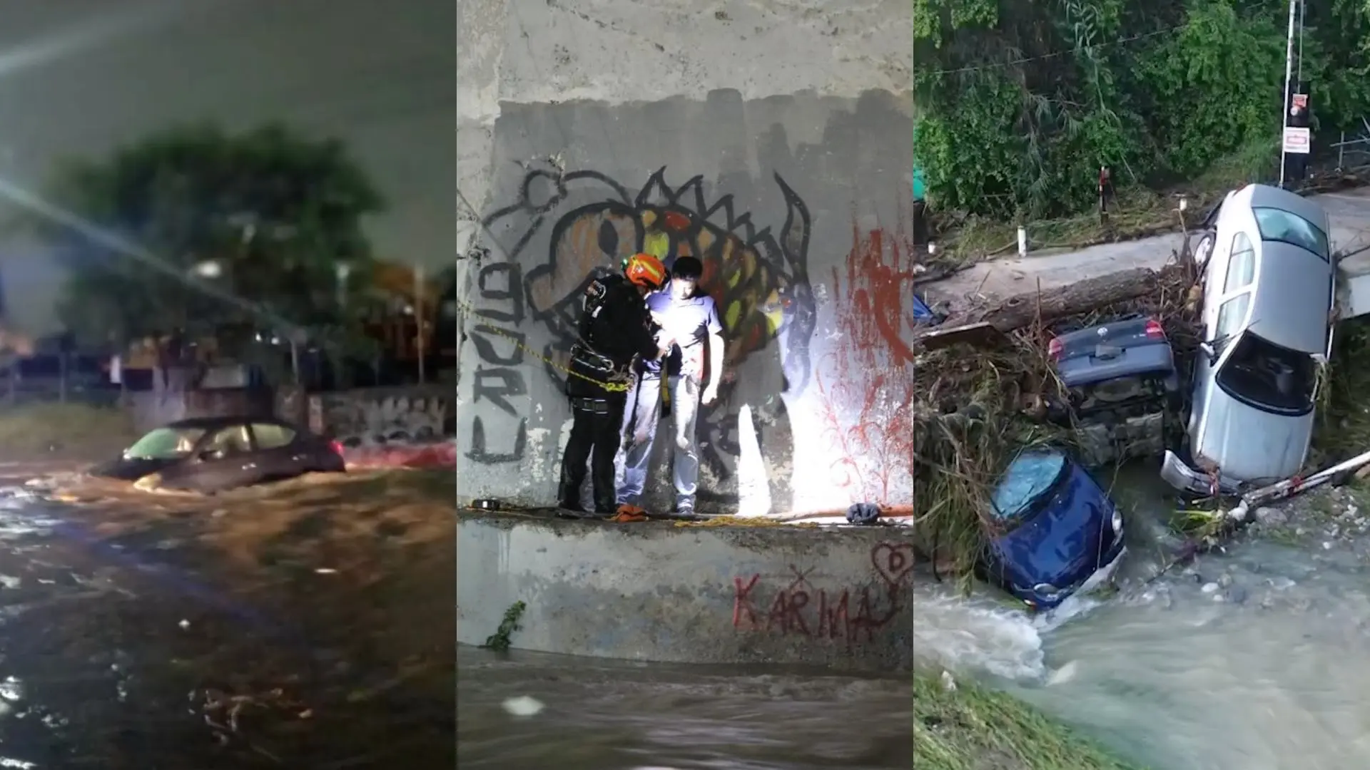 Cuatro personas son rescatadas de las inundaciones en Monterrey
