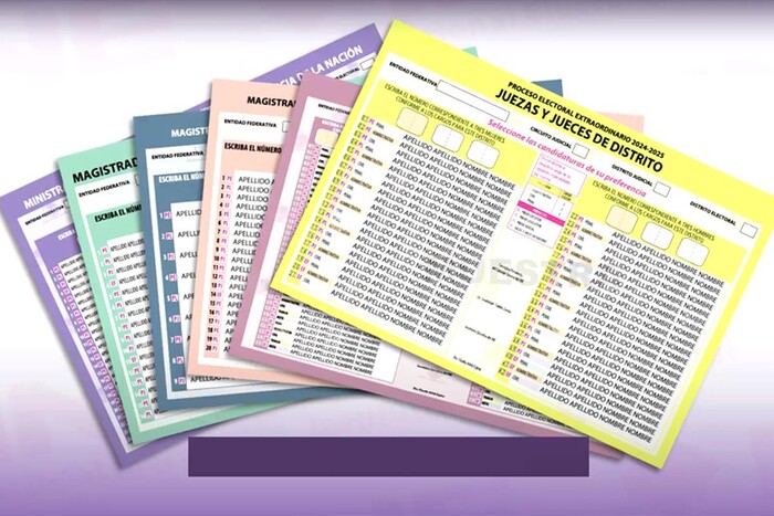 De seis colores, las boletas electorales para la elección del Poder Judicial Federal