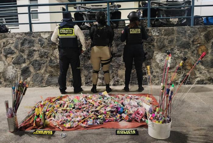 Decomiso de pirotecnia suma alrededor de 70 kilos, en Morelia