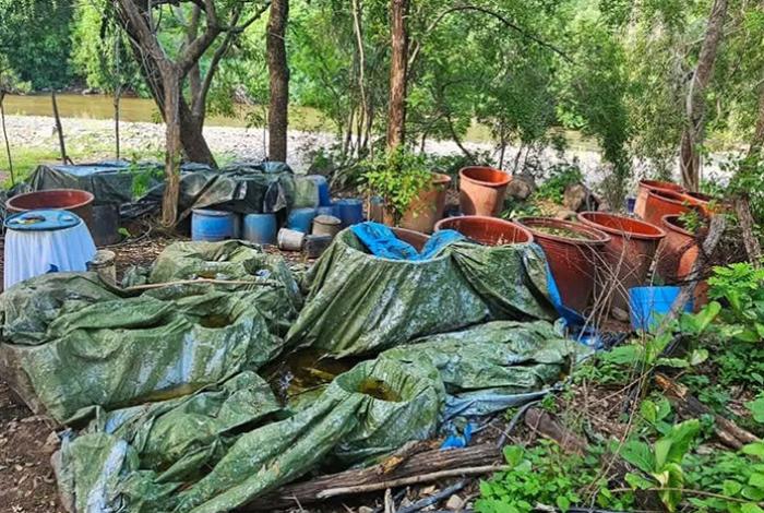 Desmantelan narcolaboratorio en Carácuaro; aseguran metanfetamina y precursores químicos