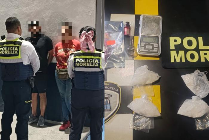 Detiene Policía Morelia a dos personas por delitos contra la salud en la zona Centro