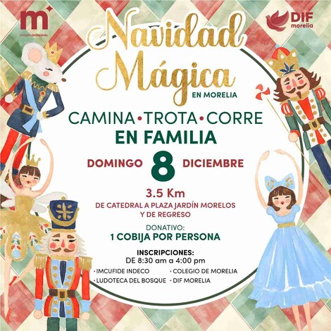 DIF Morelia invita a la Carrera Navideña Familiar ‘Camina, trota o corre’