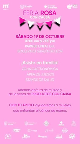 DIF Morelia invita a la Feria Rosa con causa, para apoyar a mujeres que enfrentan cáncer de mama