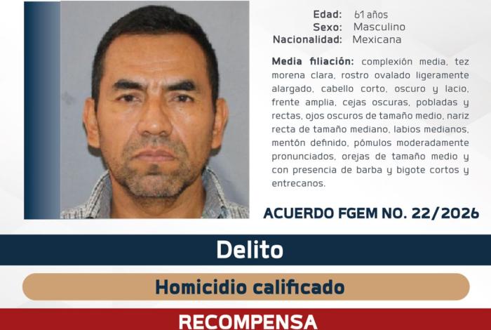 Emite FGE acuerdo de recompensa para la detención de José Jiménez Miranda, presunto responsable del homicidio de Carlos Manzo