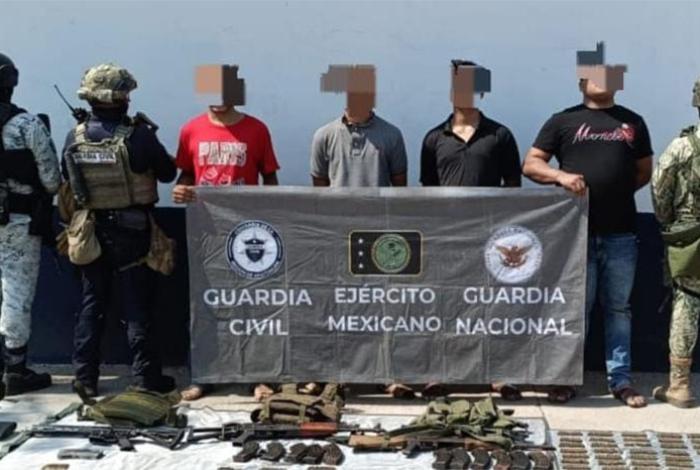 En Buenavista son asegurados 5 hombres en posesión de armas, entre ellas de calibre OTAN