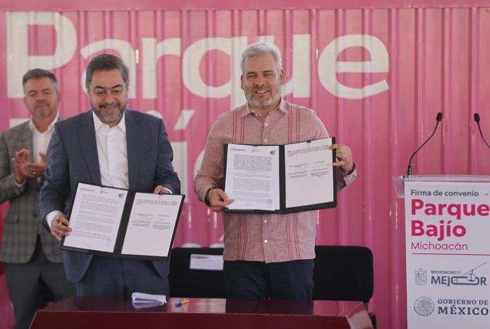 En Michoacán, primera firma de convenio con  para instalar el Polo de Desarrollo Industrial Bajío