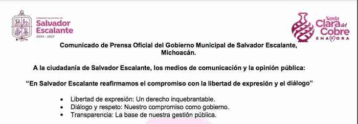 “En Salvador Escalante reafirmamos el compromiso con la libertad de expresión y el diálogo”