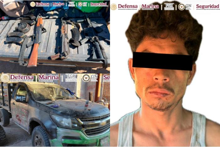 En Sinaloa, detienen a un sujeto con armas, equipo táctico y vehículos