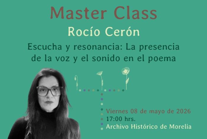 Este viernes, master class de poesía con Rocío Cerón