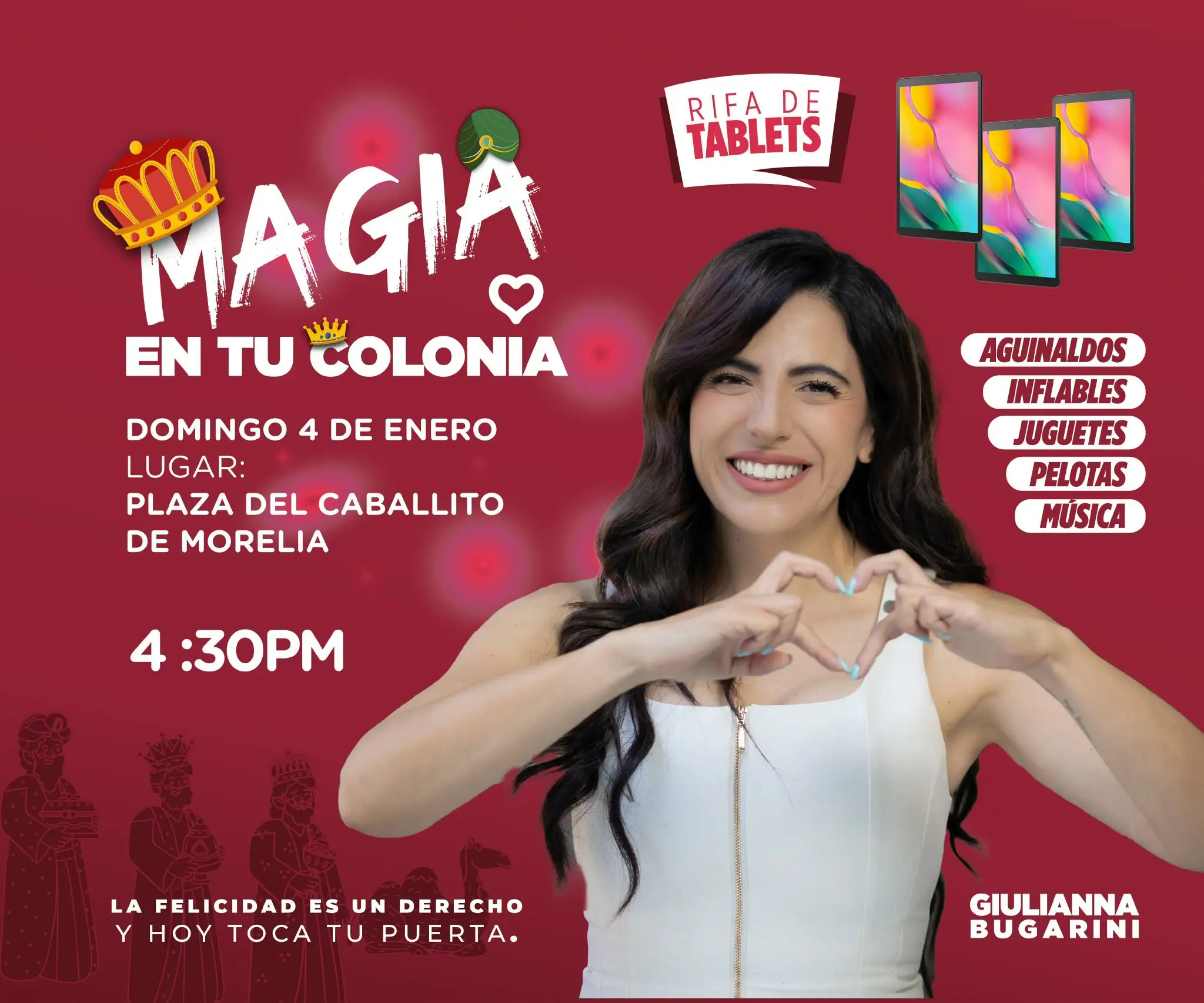 Giulianna Bugarini anuncia festival de Reyes “Magia en tu colonia” para niñas y niños de Morelia