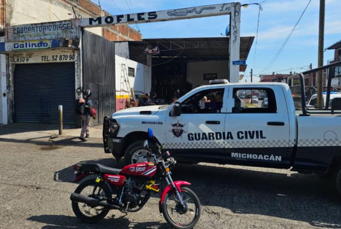 Hombre baleado en taller de mofles, en la colonia Sol Naciente de Uruapan