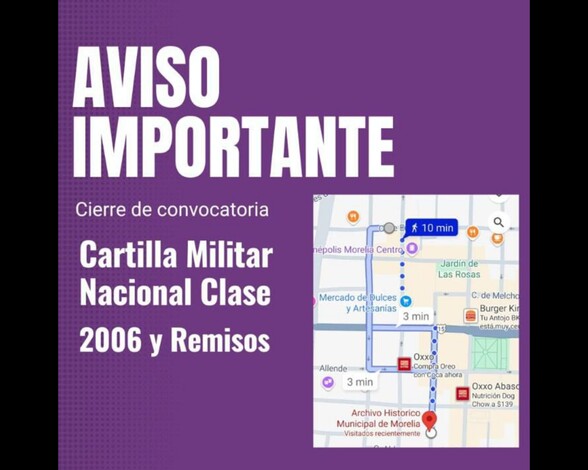 Hoy martes, último día para tramitar Cartilla Militar Clase 2006 y Remisos