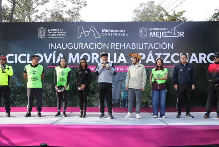 Inaugura Bedolla rehabilitación de 19 km de ciclovía tenencia Morelos-Tiripetío