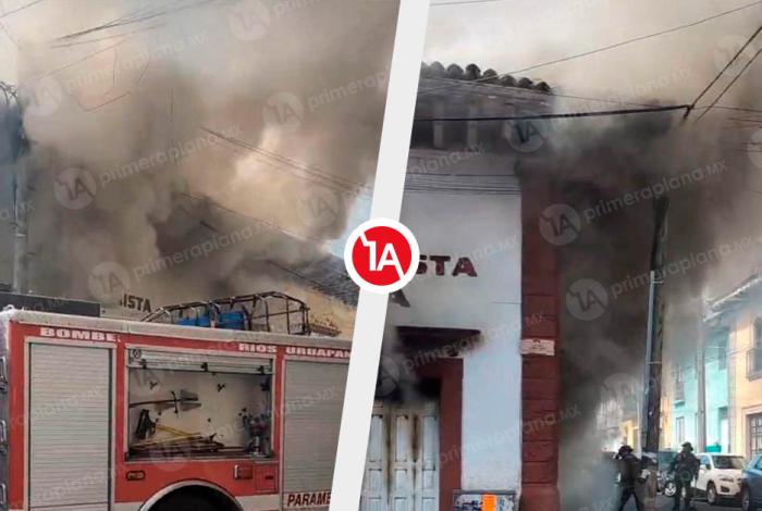 Incendio abrasa tienda en pleno centro de Uruapan