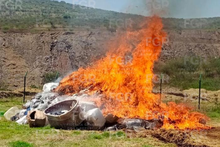 Incineran más de 3 toneladas de drogas y dos mil litros de metanfetamina