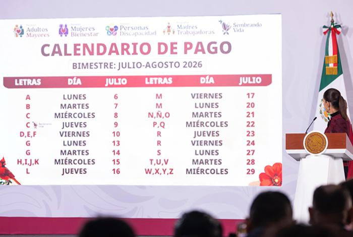 Inicia pago de pensiones Bienestar julio-agosto 2026; consulta el calendario