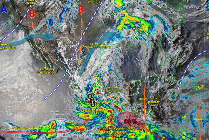 La Depresión Tropical Dos-E provocará lluvias intensas en Michoacán