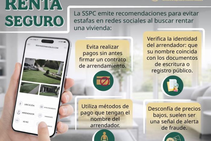 La sspc emite recomendaciones para evitar estafas de anuncios en renta de inmuebles en redes sociales