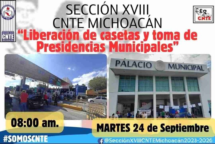 Liberación de casetas y toma de presidencias este martes en Michoacán