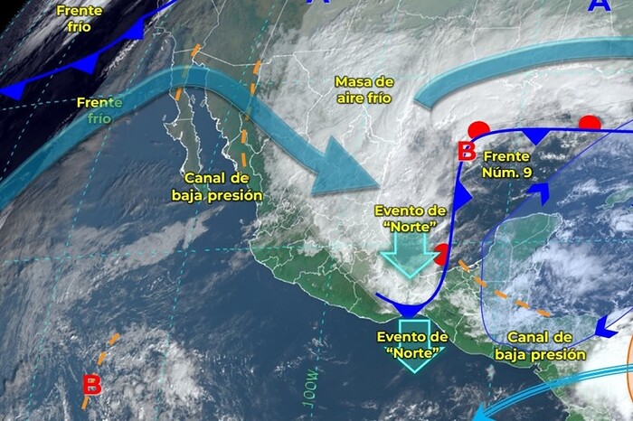 Llega ahora el frente frío 9; lluvias, heladas y vientos fuertes de lunes a jueves en estas entidades