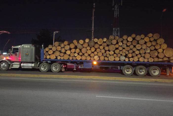 Lo agarran con madera en rollo ilegal, en Morelia