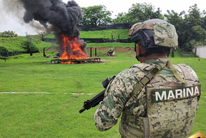 Marina destruye más de tres toneladas de droga asegurada en Michoacán
