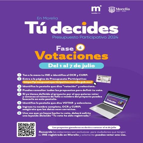 #Morelia | Aquí te decimos cómo votar por el proyecto que más te guste de Presupuesto Participativo