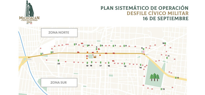 #Morelia | Ubica los 20 accesos controlados, para ingresar al Desfile Cívico–Militar del 16 de septiembre